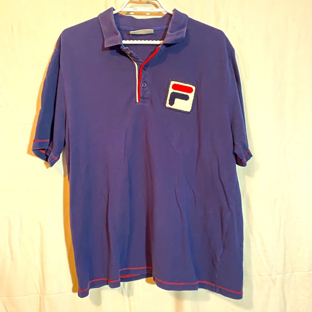 Vintage Fila Polo Shirt - Navy Blue - Mens Large
